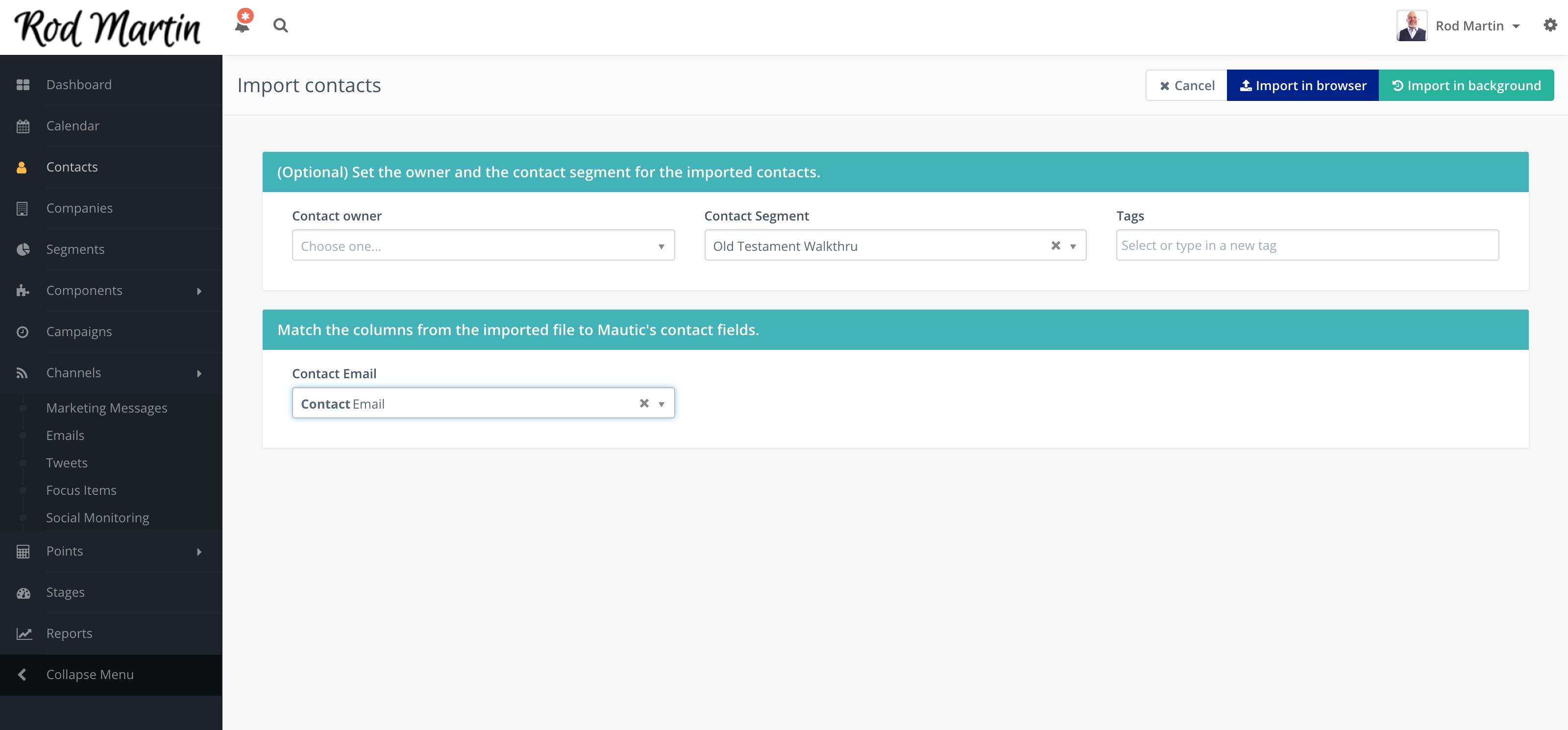 Assigning contacts to new segment via reports